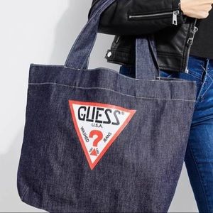 Guess Logo Denim Tote Bag
